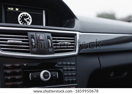 Car inside, control panel close up