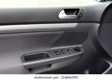 Car Inside Door Handle Interior. Driver Door Trim. Window Lifters Control. Driver Side Master Window Switch. Clean Door And Soft Touch Panel.