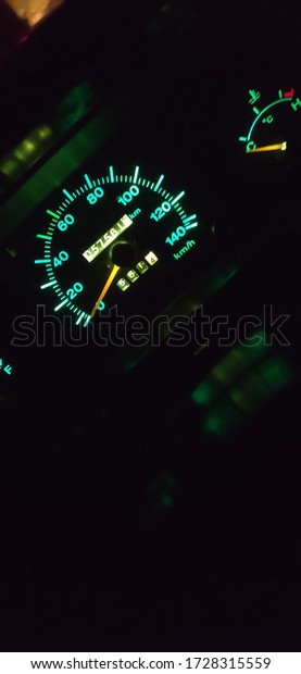 car instrument pannel\
cluster in night 