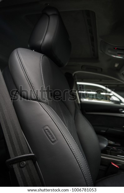 Car interior detail.\
Leather seat.