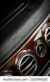 Car Interior Details - Wooden Element And Clock