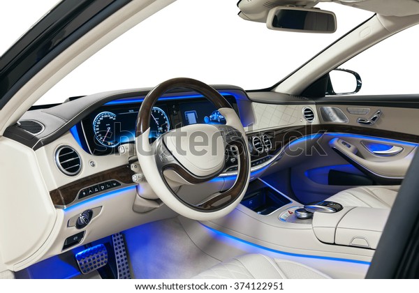 Car Interior Luxury Steering Wheel Beige Stock Image Download Now