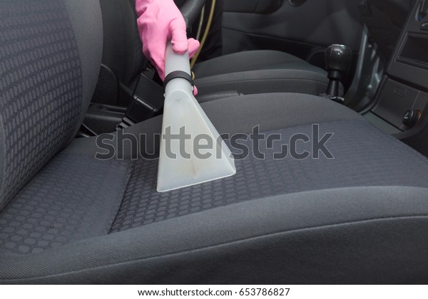 Car interior textile seats chemical cleaning with\
professionally extraction method. Early spring cleaning or regular\
clean up.