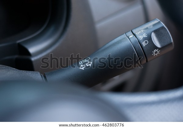 Car interior with turn\
signal switch