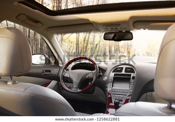 Car Interior View Interior Modern Automobile Stock Photo