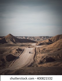 Car In Iraqi Desert At Summer