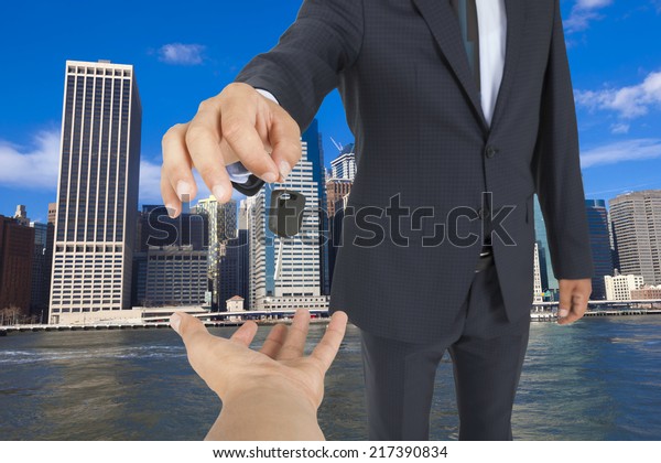 Car Key with business\
building