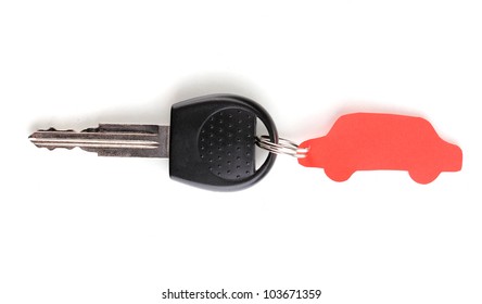 Car Key With Charm Isolated On White