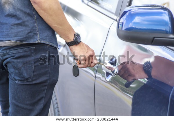 Car Key Inserted Into Lock Hole Stock Photo Edit Now 230821444