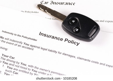 Car Key On An Insurance Policy