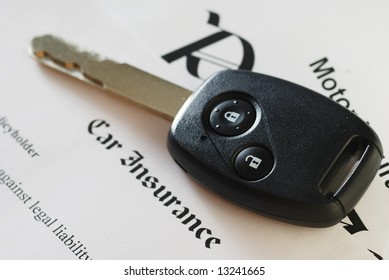 Car Key On An Insurance Policy