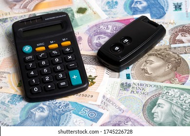 Car Key On A Polish Money Background
