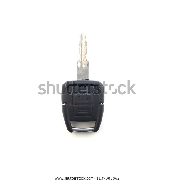 Car key\
on white background, close-up, isolate,\
auto