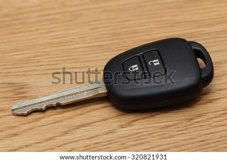 car key on the wooden table