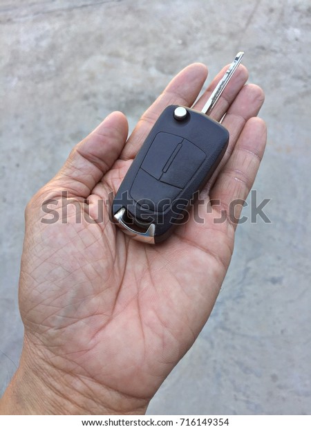 Car key in the\
palm