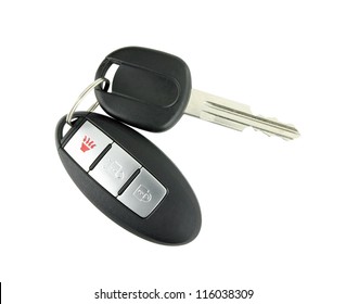 Car Key With Remote Control On White