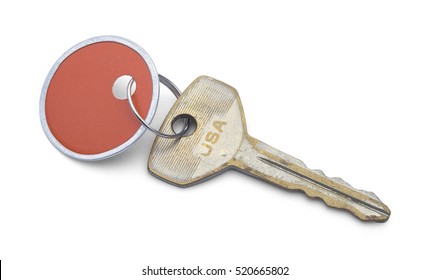 Car Key And Tag Isolated On White Background.