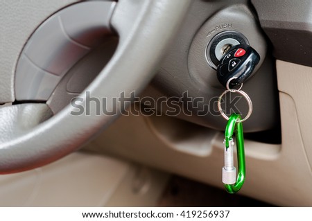 Car keys in ignition (start the car) 