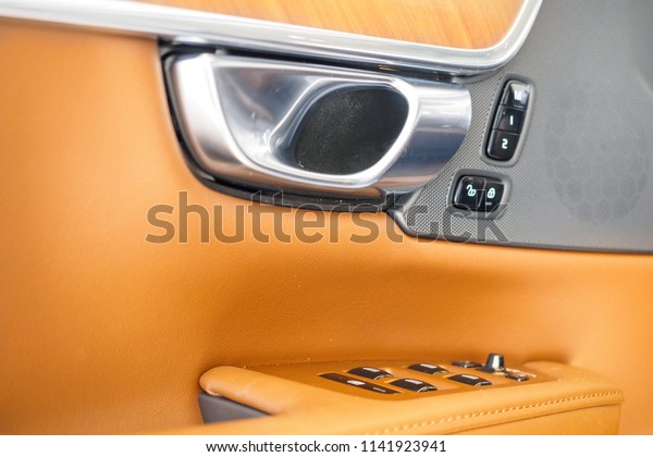 Car Light Brown Leather Interior Details Transportation