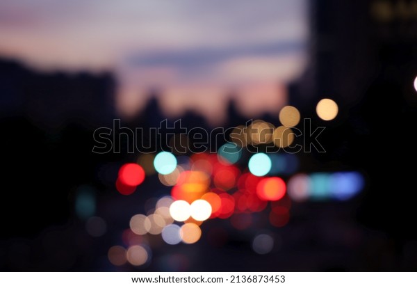 Car light spots at twilight\
time