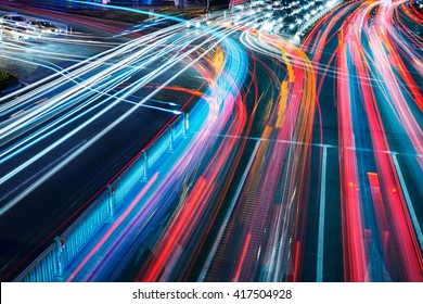 The car light trails in the city - Shutterstock ID 417504928