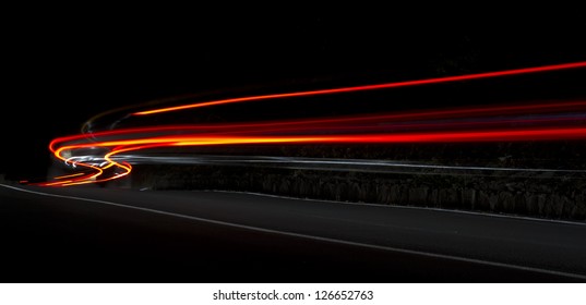 Car Light Trails.Very Art Image . Long Exposure Photo