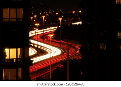 Car Lights On Highway 401 Toronto