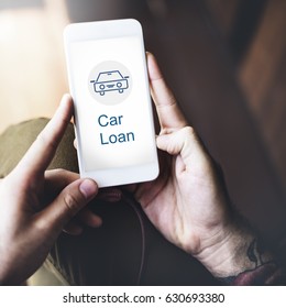 Car Loan Icon On The Screen Of Mobile Device