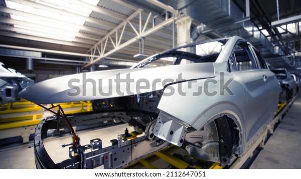 Car manufacturing plant, car body after
welding line


