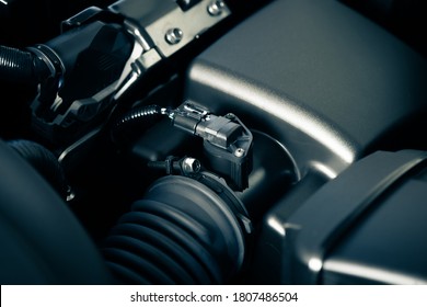 Car mass air flow sensor in the engine room. Car maintenance concept. - Shutterstock ID 1807486504