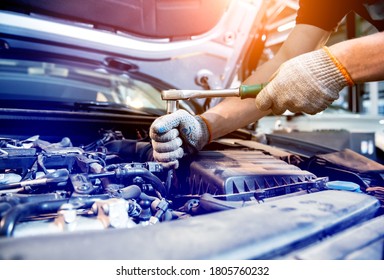 Car Mechanic Repair Engine Service Station Stock Photo 1805760232 ...