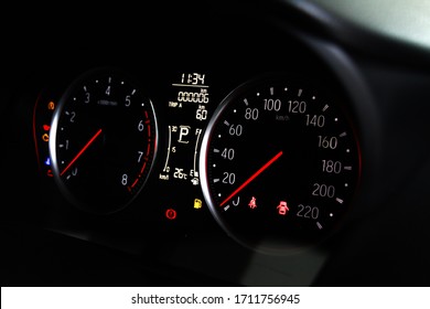 Car miles or speedometer scoring with icon and number of car on dashboard. transportation concept.