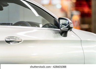 car mirror, side rear-view mirror on a modern car
