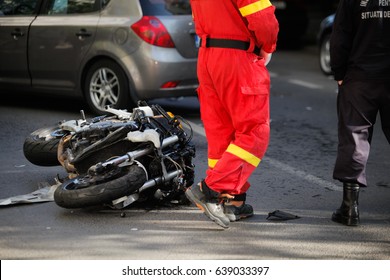 Car And Motorcycle Road Accident