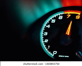 Car / Motorcycle Tachometer With Rpm Counter And Black Background With Space For Text