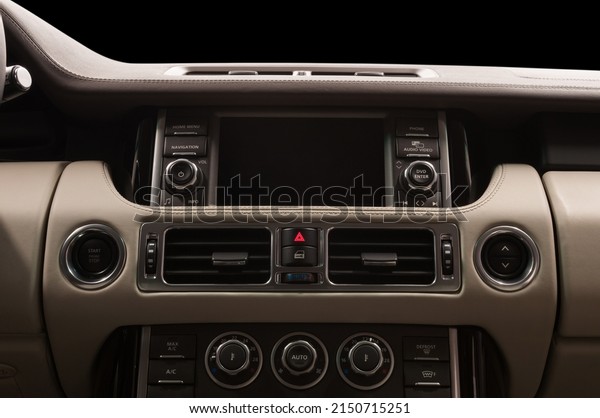 Car\
multimedia screen close-up. Interior\
detail.