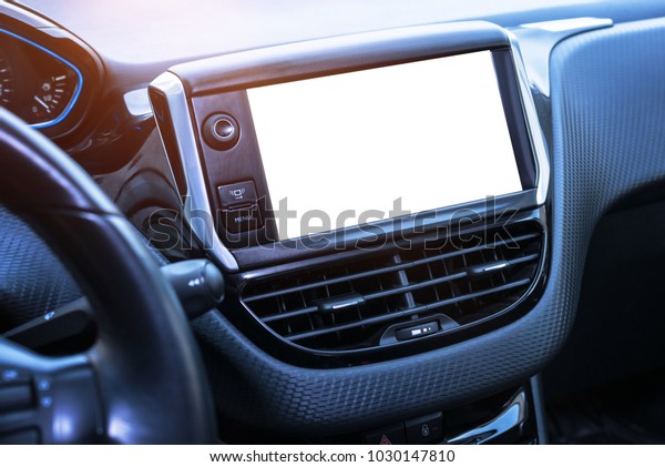 Car\
navigation system display isoalted for\
mockup.