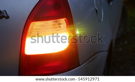 car night machine back blinker light turn beautiful city highlight road safety