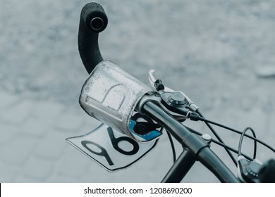 Car Number Plate On The Bike On The Steering Wheel
