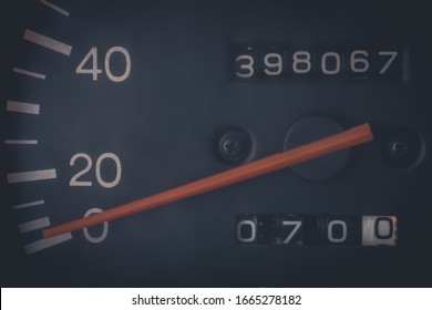 Car Odometer Showing A Very High Mileage.