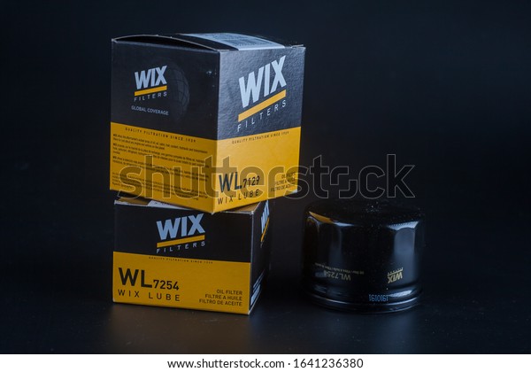 car oil filter wix. Wix filter. oil filter for\
car on black background