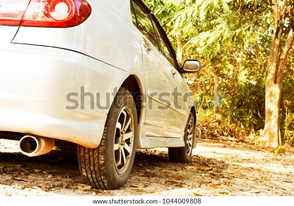 car on a forest path Full life No trip limit\
The image is beautiful.