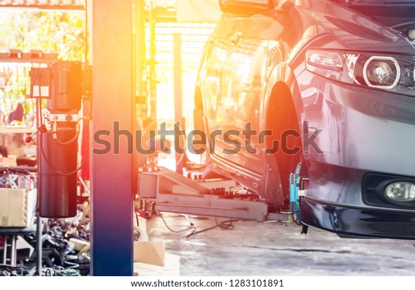 Car On Hoist Garage Shop Service Stock Photo Edit Now 1283101891