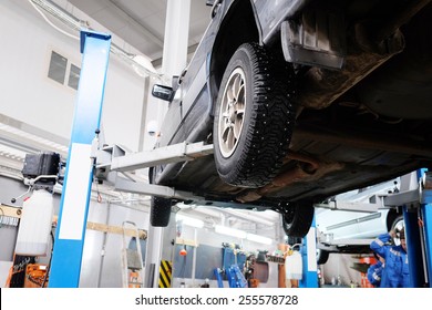 The Car On The Lift Prepared To Repair