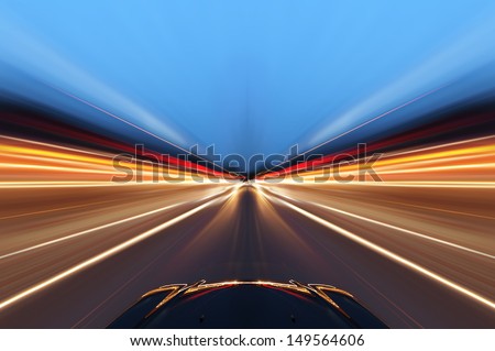 car on the road with motion blur background