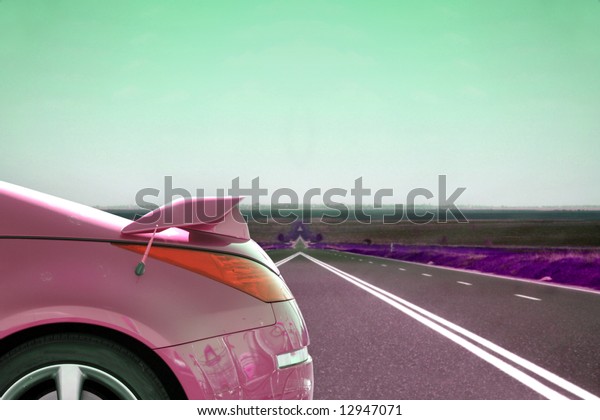 Car on the road view\
from the lateral