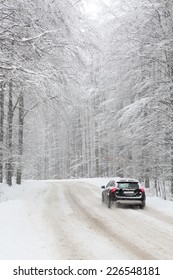 Car On A Snowy Road 