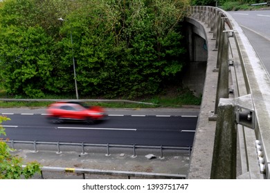 Car on Thanet Way (A299) from Staple Street Road Bridge near Faversham, Kent, UK.