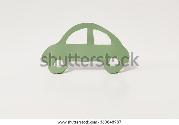 Car of paper on white\
background