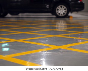 Car Park, Diagonal grid Traffic Line, Epoxy Glossy surface floor